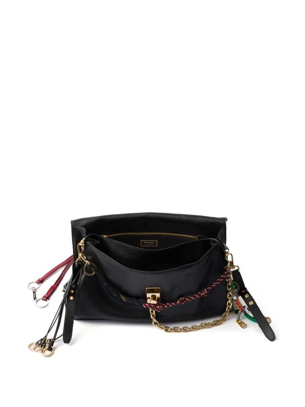 SOFT SOUND LARGE LEATHER SHOULDER BAG WITH CHARMS