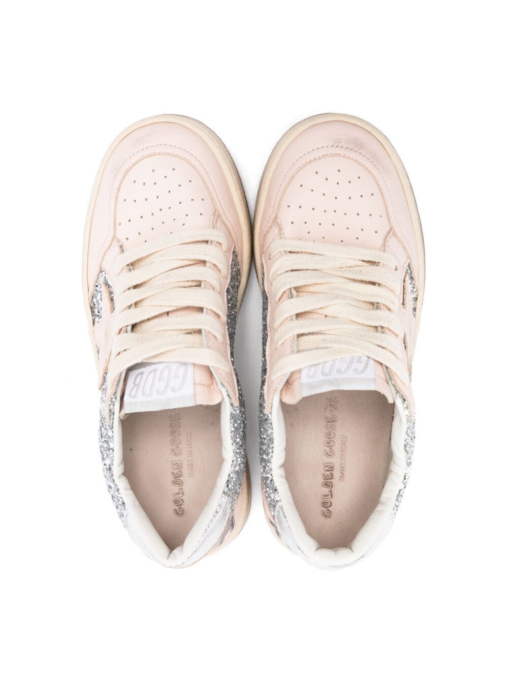 BALL STAR SNEAKERS IN GLITTER WITH SILVER METALLIC LEATHER HEEL TAB
