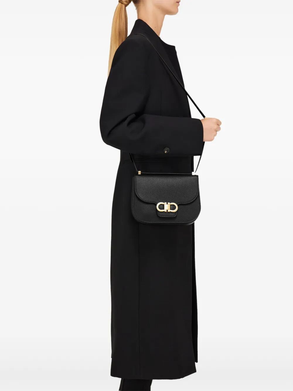 DOUBLE GANCINI CROSSBODY FLAP BAG