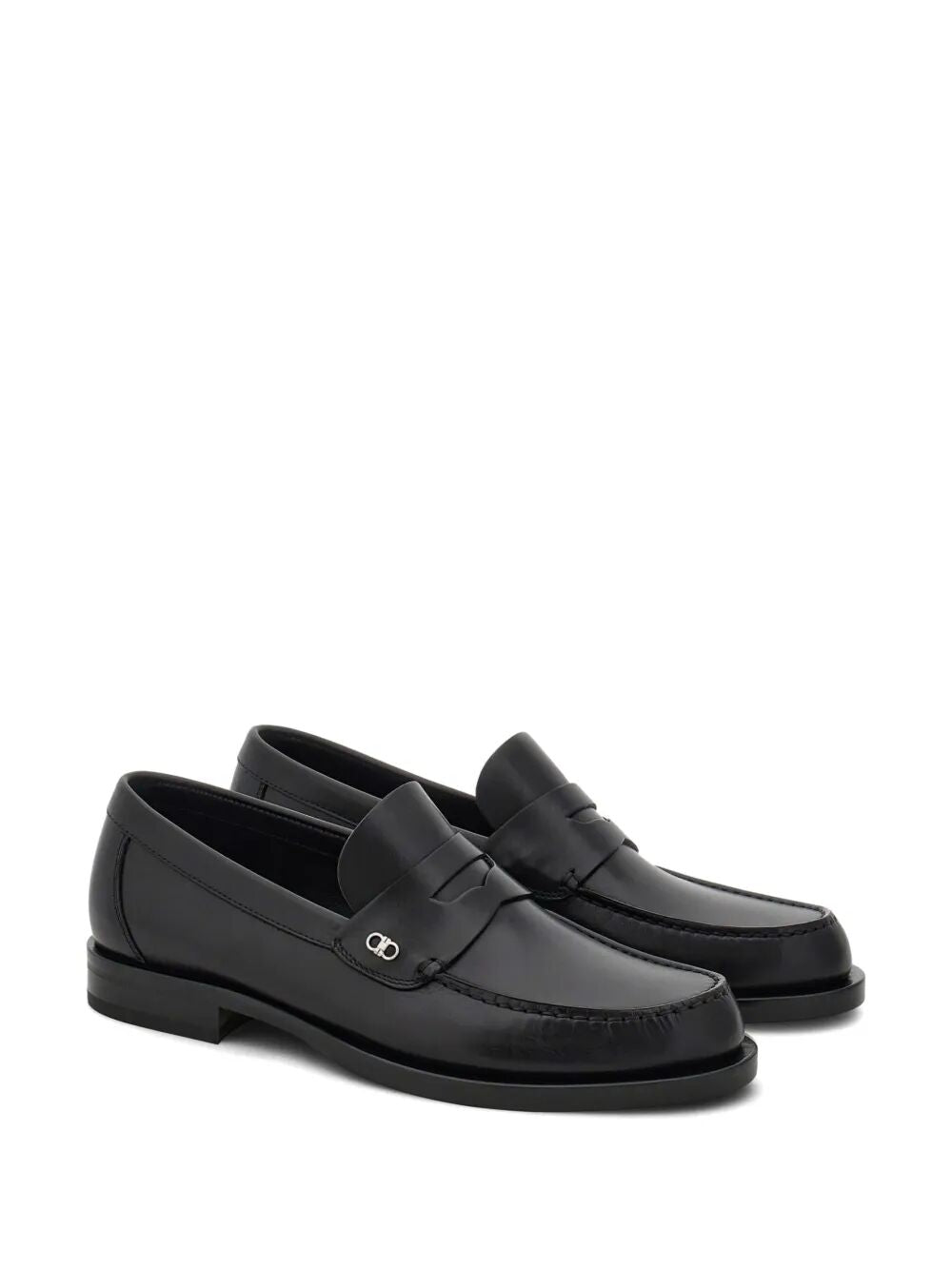 TITANIUM-FINISH MINI GANCINI BUCKLE BACCO LOAFERS