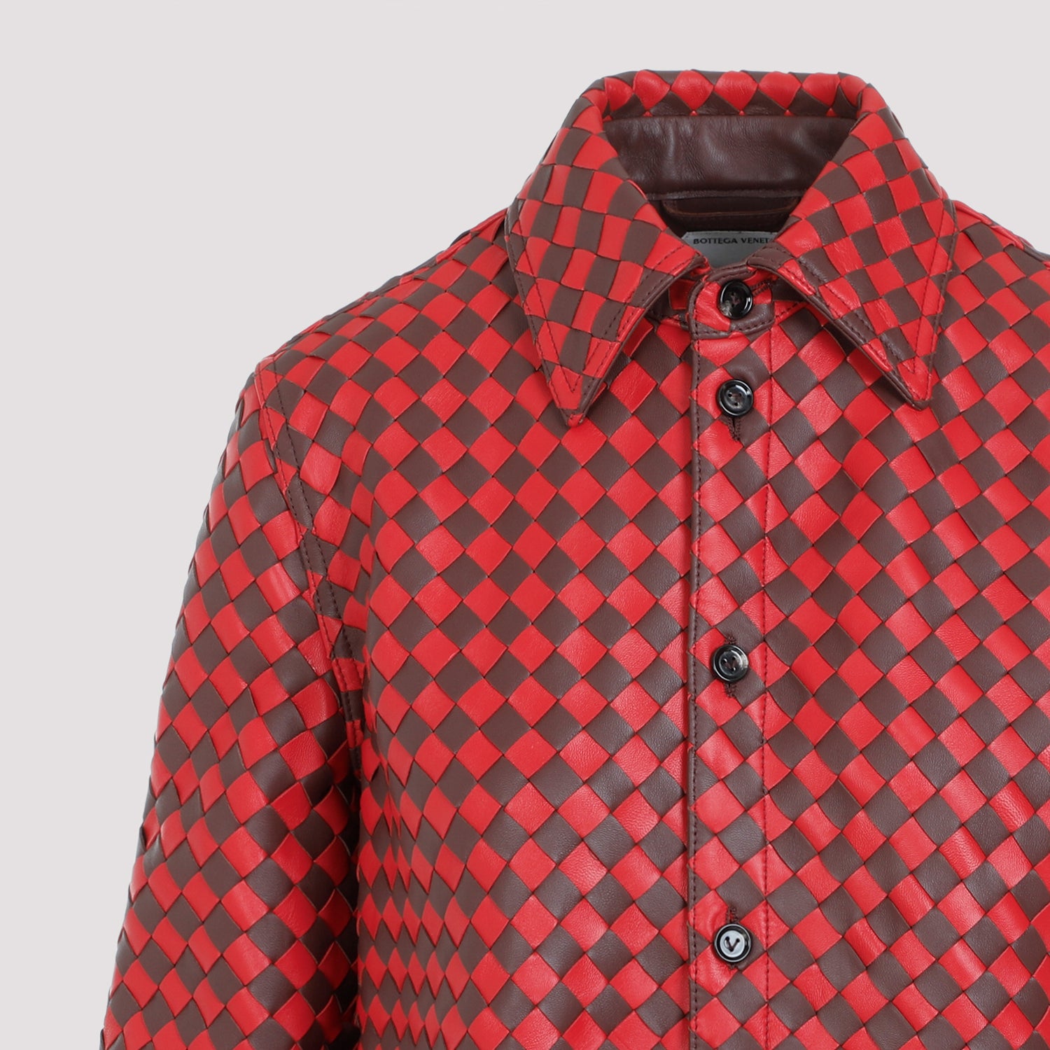 Bicolor Intrecciato Leather Shirt