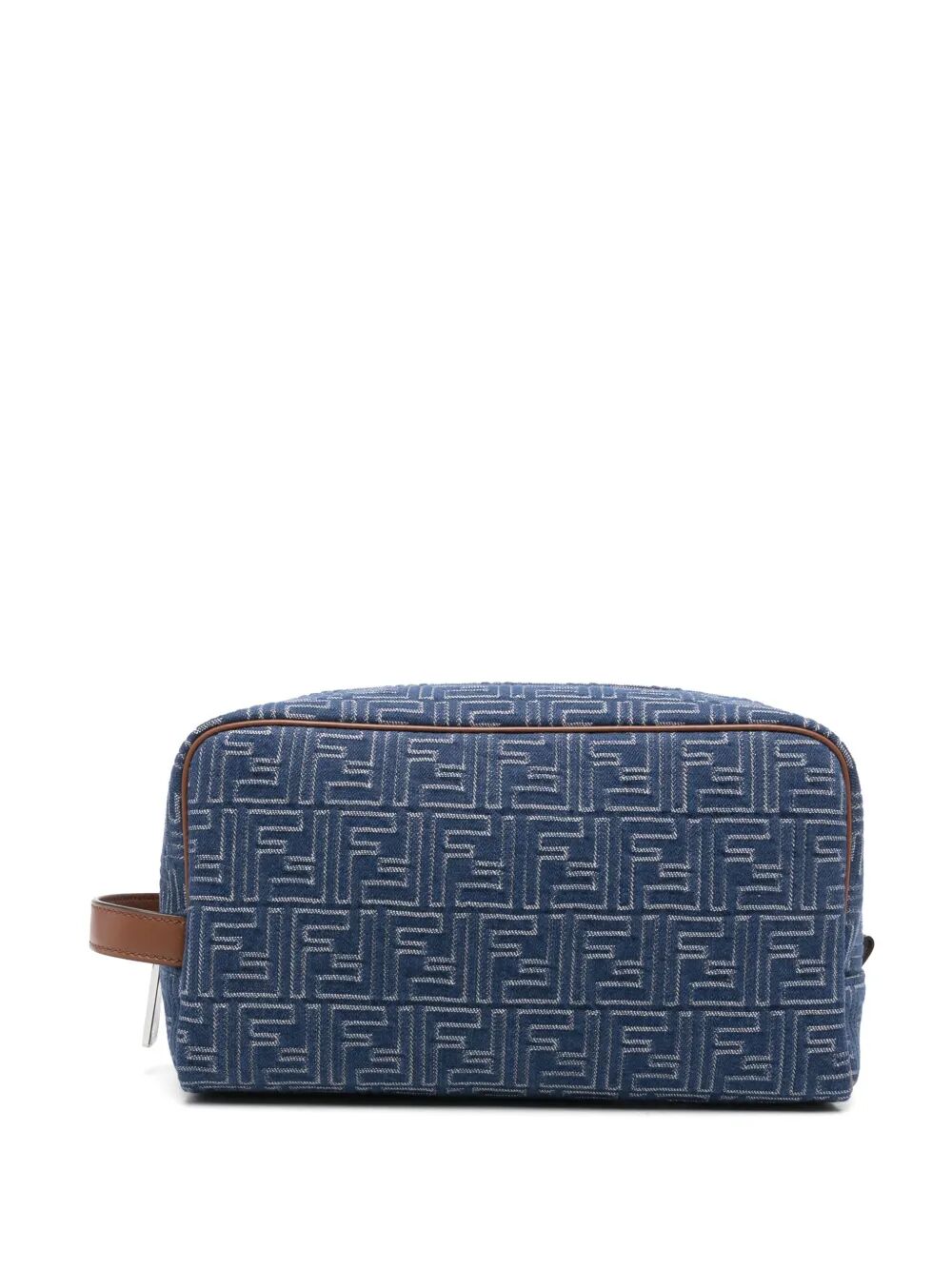DENIM-EFFECT FF JACQUARD MEDIUM TOILETRY CASE