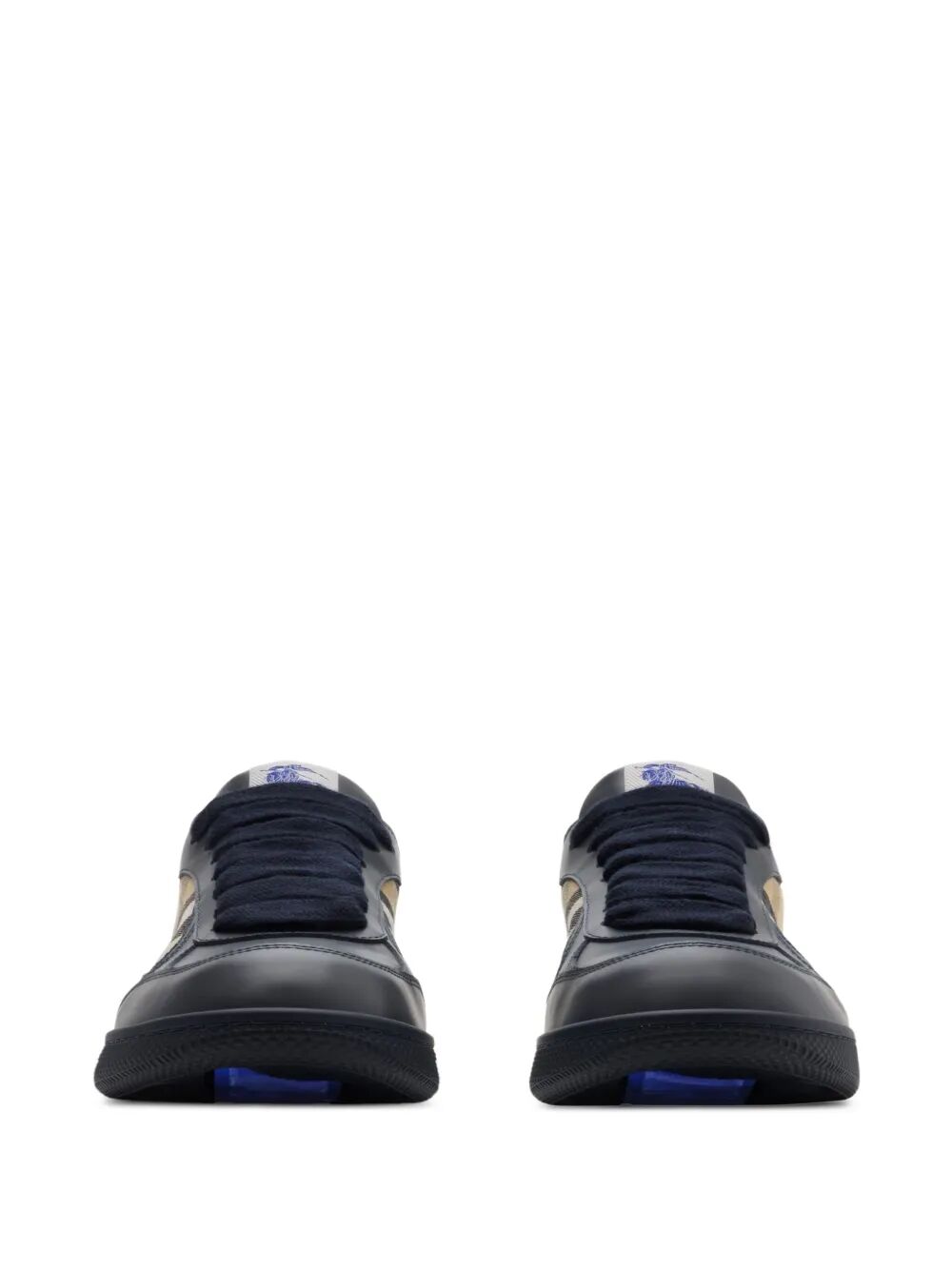 CHECK FABRIC AND LEATHER TERRACE SNEAKERS