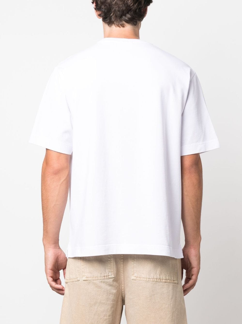 FLOWER EMBROIDERY COTTON CREWNECK T-SHIRT
