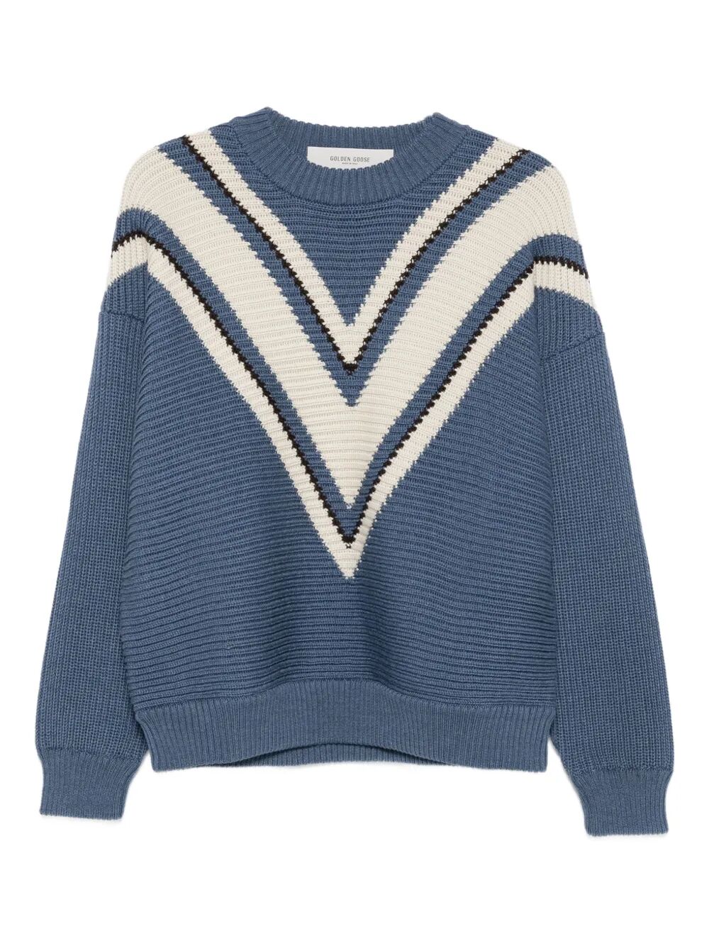 JACQUARD WOOL SWEATER WITH CREAM-COLORED PATTERN