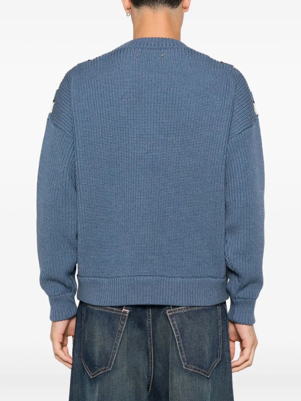 JACQUARD WOOL SWEATER WITH CREAM-COLORED PATTERN