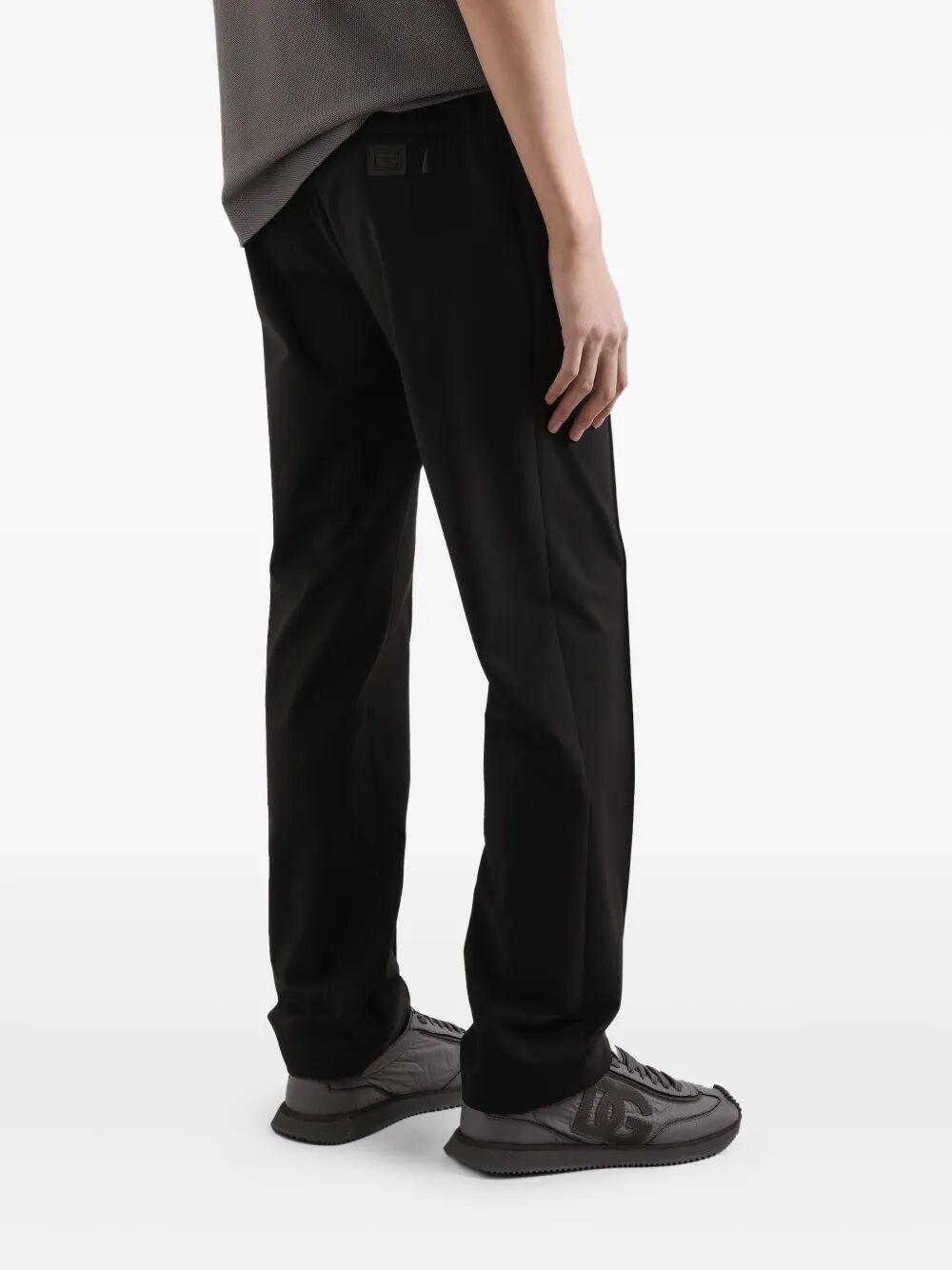 DRAWSTRING-WAIST WOOL BLEND TAPERED TROUSERS