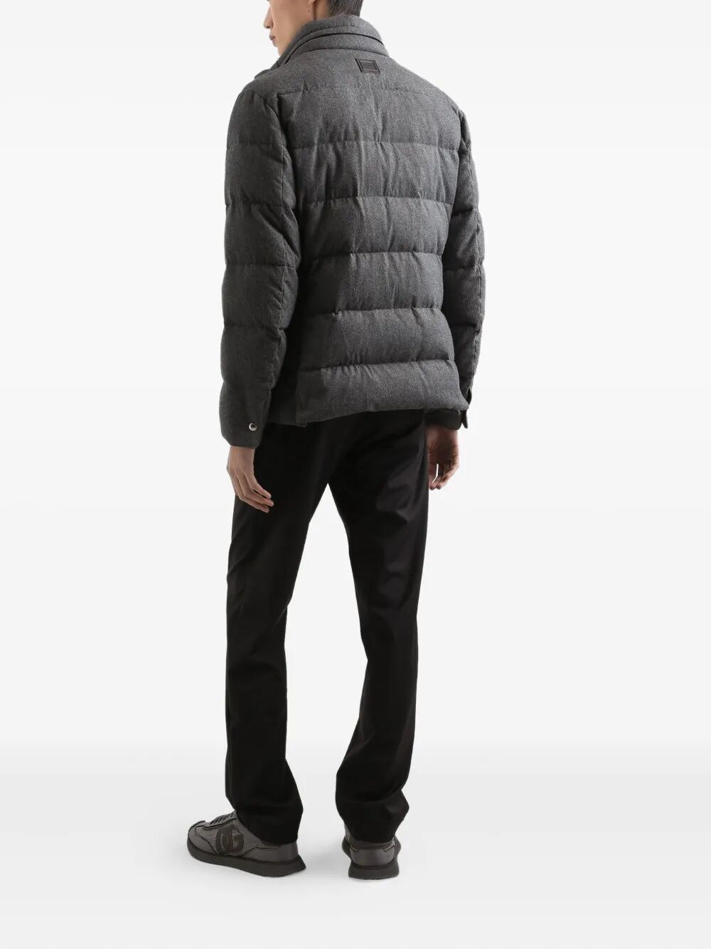 DRAWSTRING-WAIST WOOL BLEND TAPERED TROUSERS