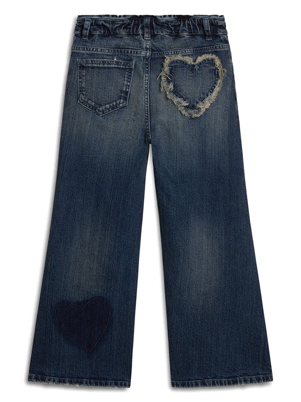 WIDE LEG JEANS WITH HEART-SHAPED PATCHES