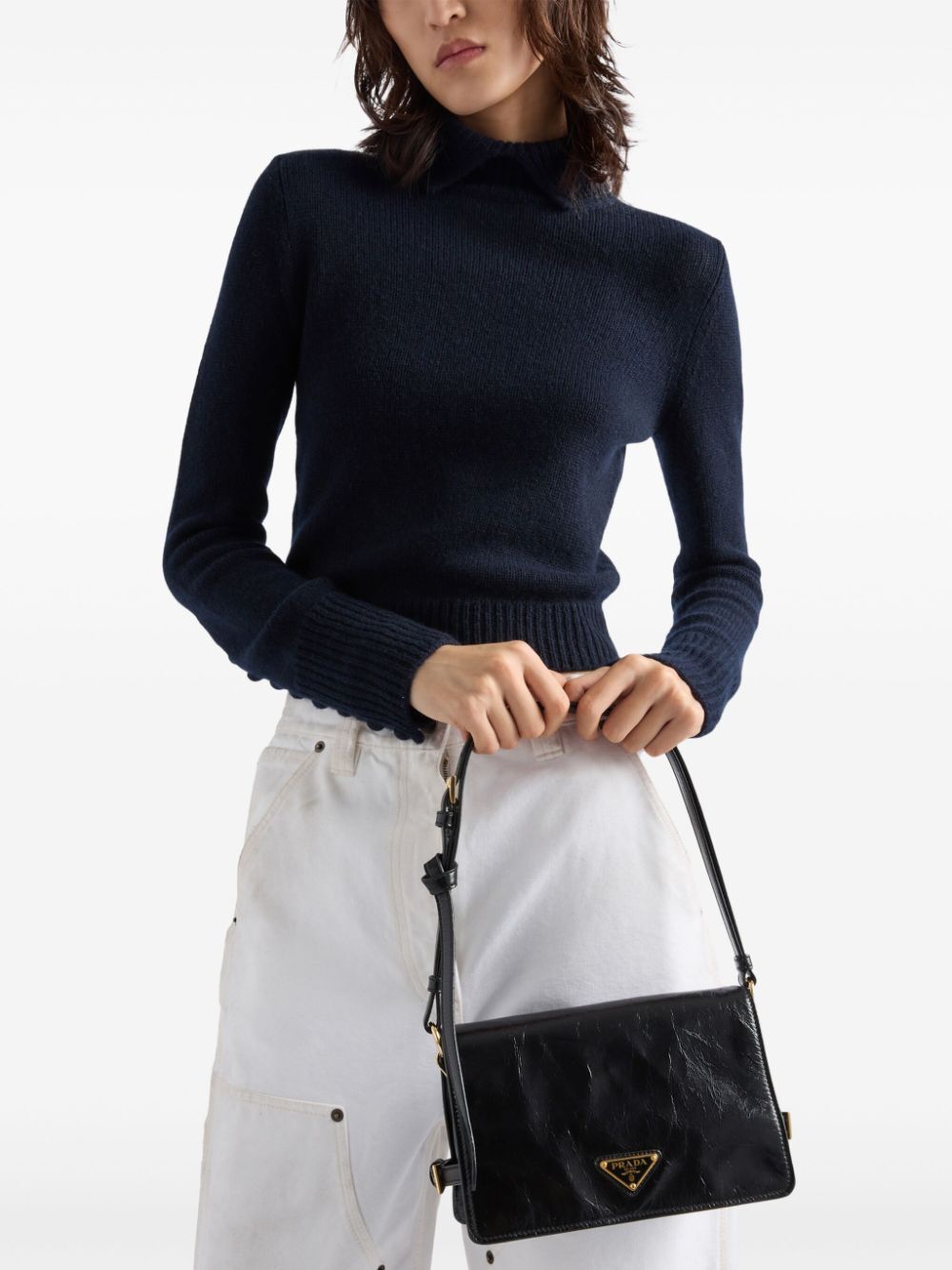 GLOSSY LEATHER SHOULDER BAG