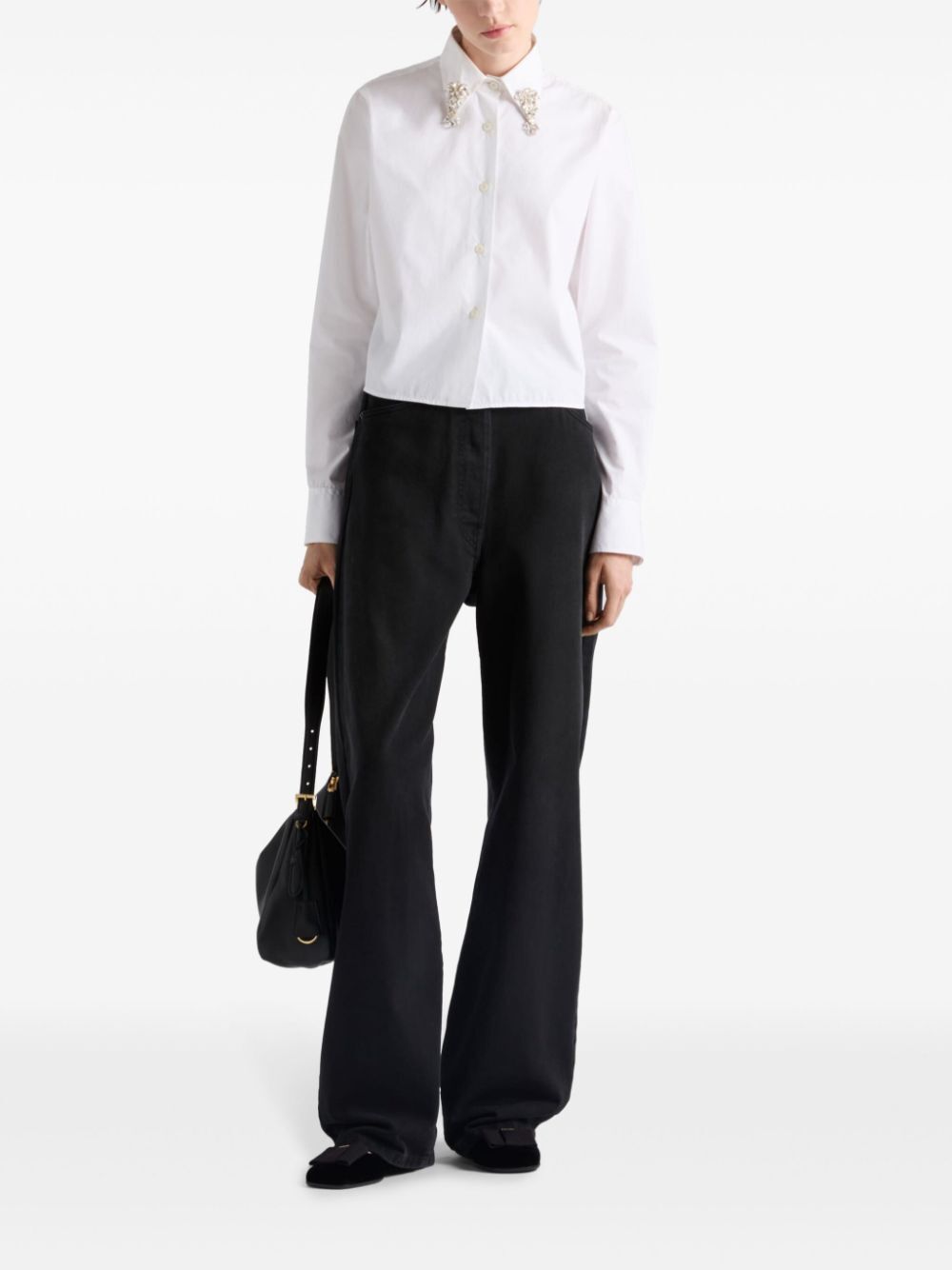 CAMICIA BOXY IN POPELINE RICAMATA