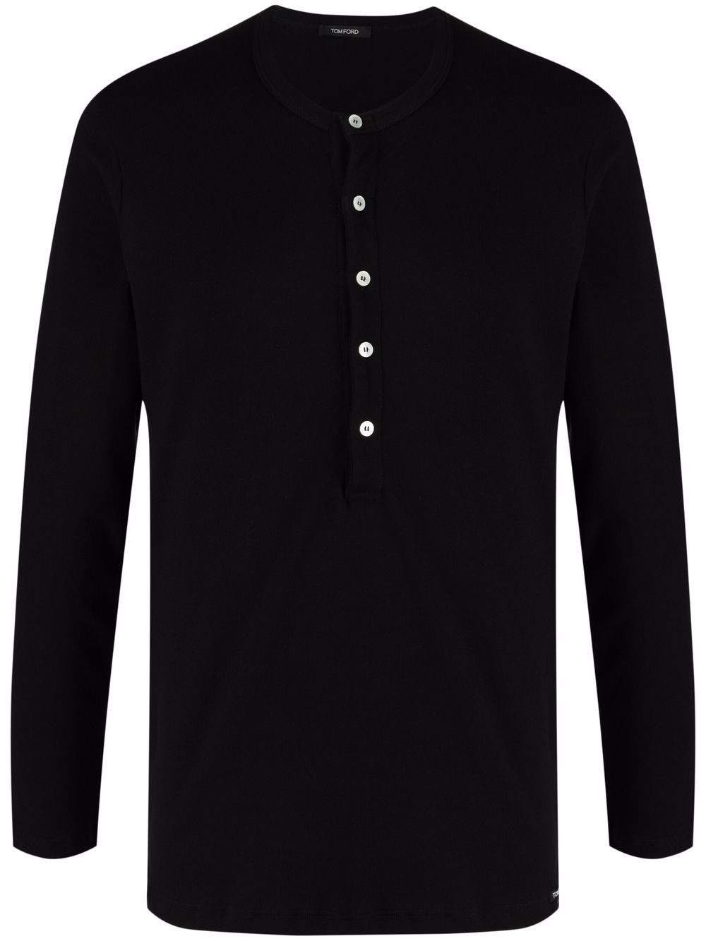 HENLEY-NECK LONG-SLEEVED JERSEY T-SHIRT