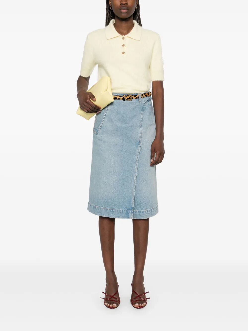 DENIM WRAP DETAIL SKIRT
