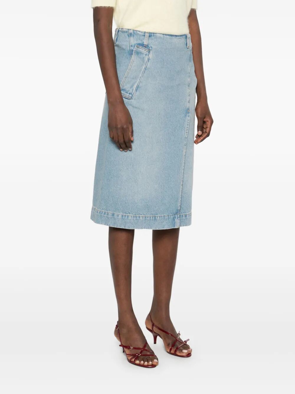DENIM WRAP DETAIL SKIRT