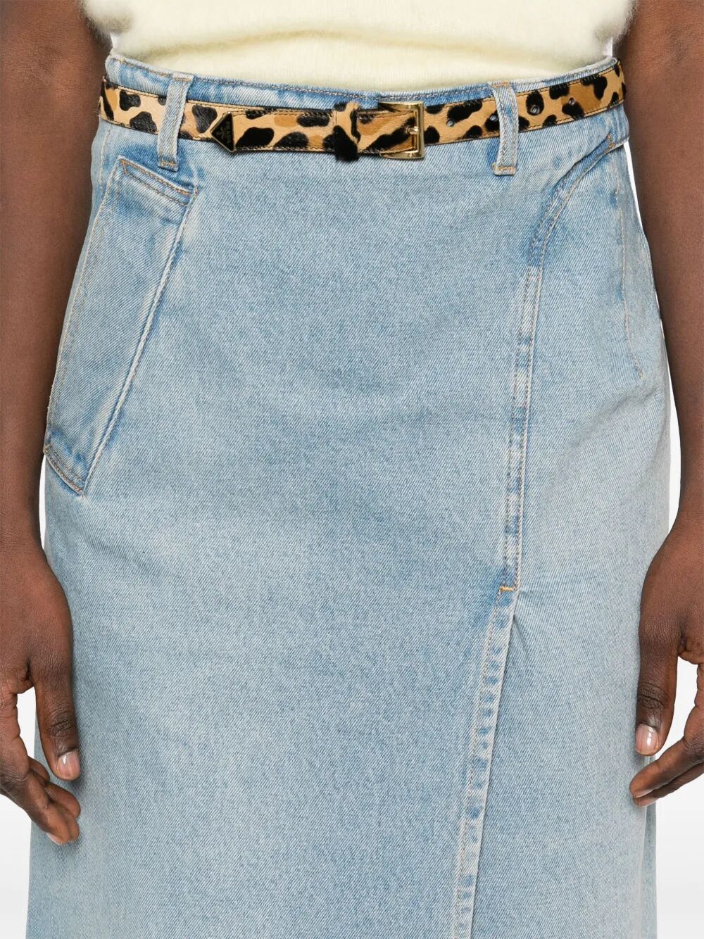 DENIM WRAP DETAIL SKIRT