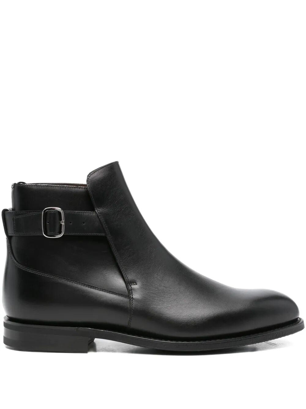 BUCKLE-FASTENING LEATHER ANKLE BOOTS