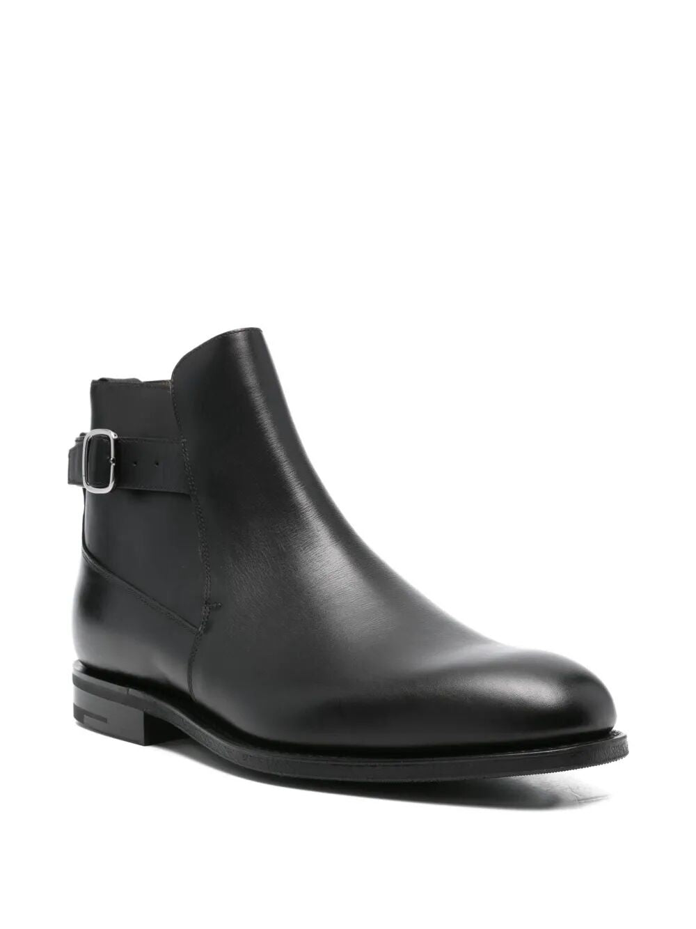 BUCKLE-FASTENING LEATHER ANKLE BOOTS