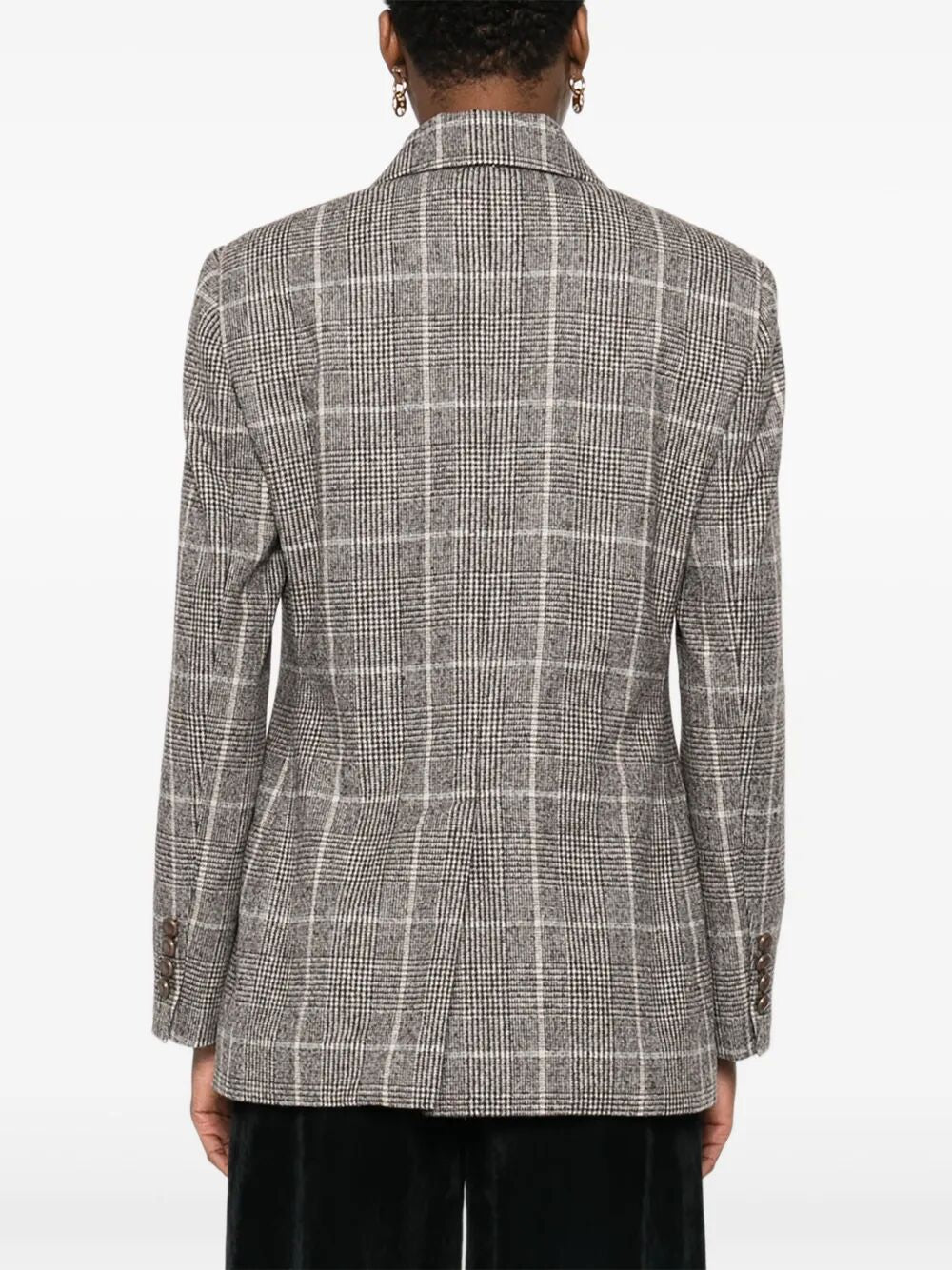 ALPACA AND WOOL PRINCE OF WALES DOUBLE-BREASTED BLAZER WITH MONILI