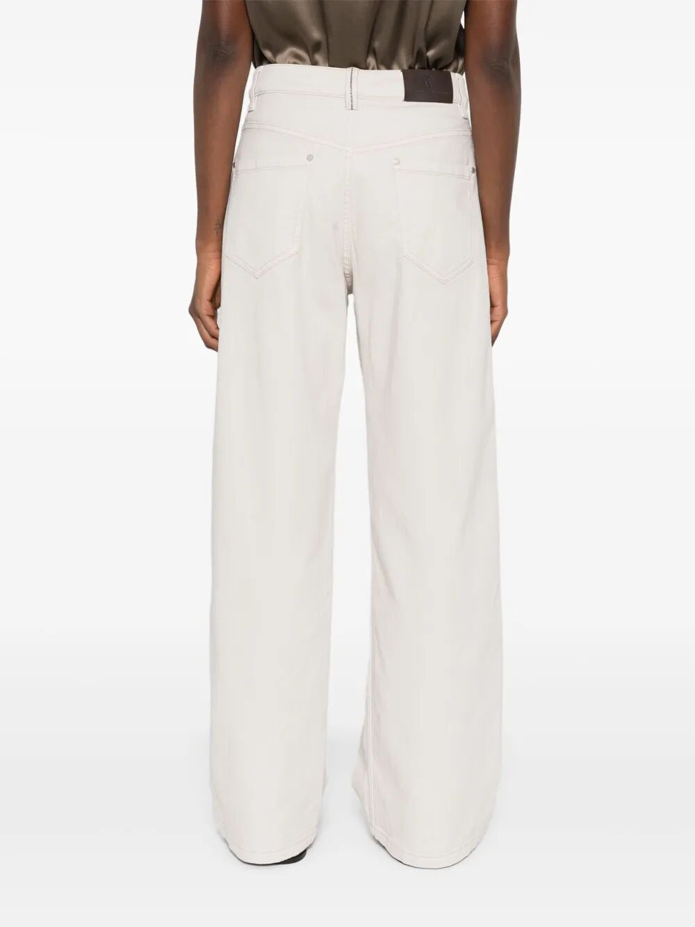 STRETCH DYED DENIM LOOSE BARREL JEANS WITH MONILI
