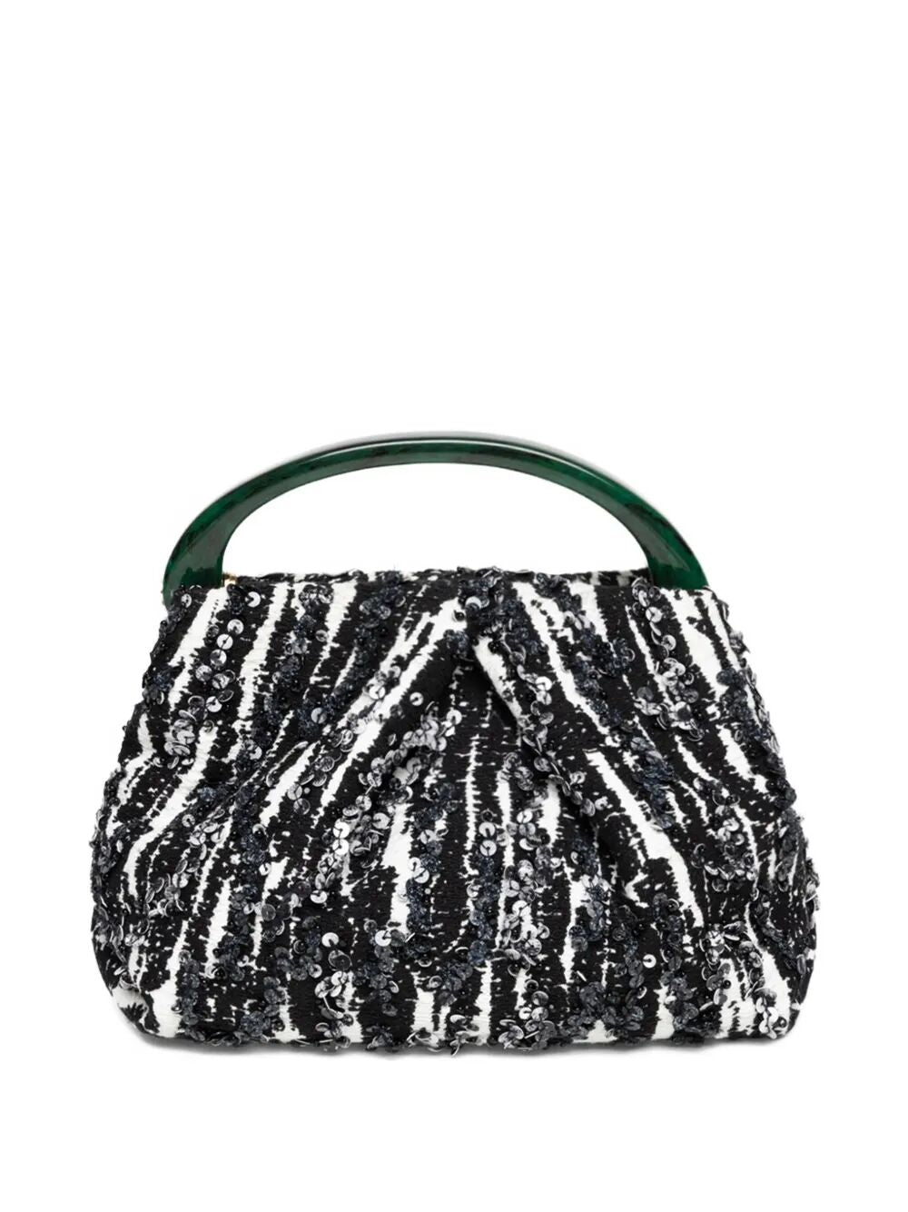 SMALL PLEATED JACQUARD BAG WITH RESIN HANDLE