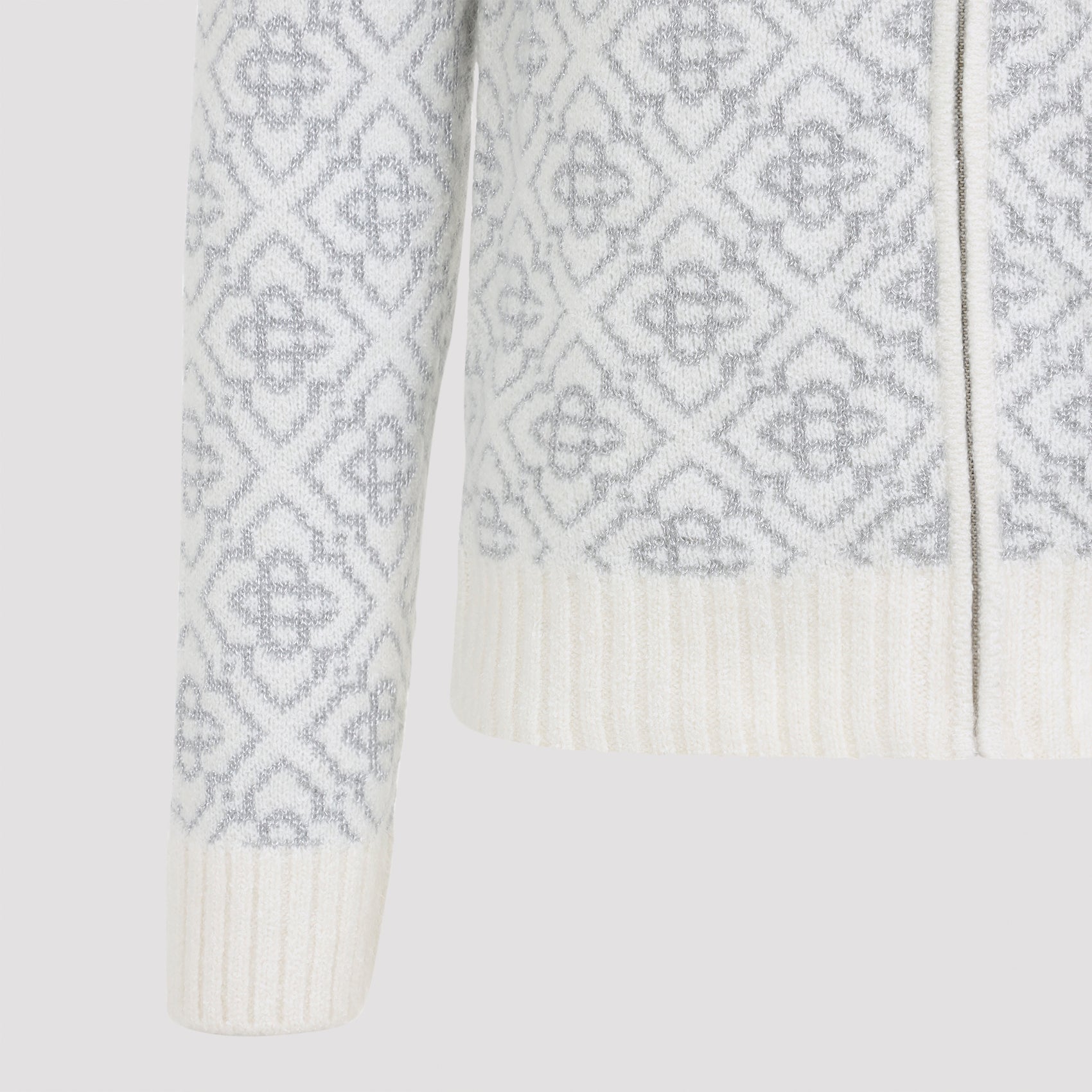 Silver Monogram Zip Up Sweatshirt