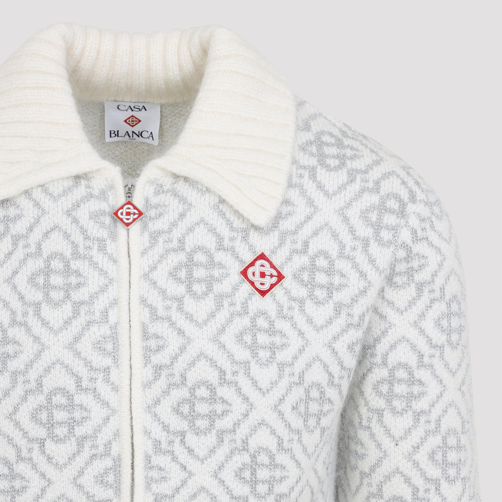Silver Monogram Zip Up Sweatshirt