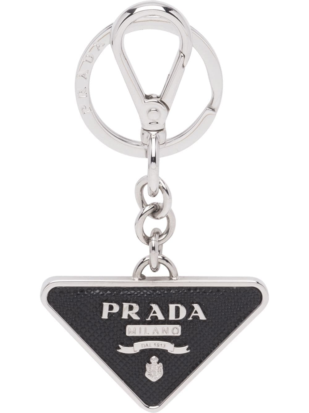 SAFFIANO LEATHER AND METAL KEYCHAIN