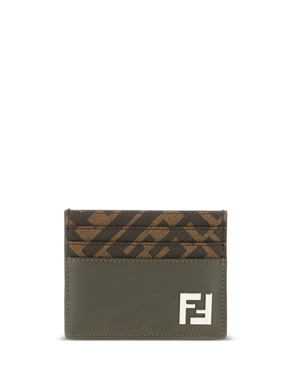 LEATHER AND FF CANVAS SQUARED CARD HOLDER