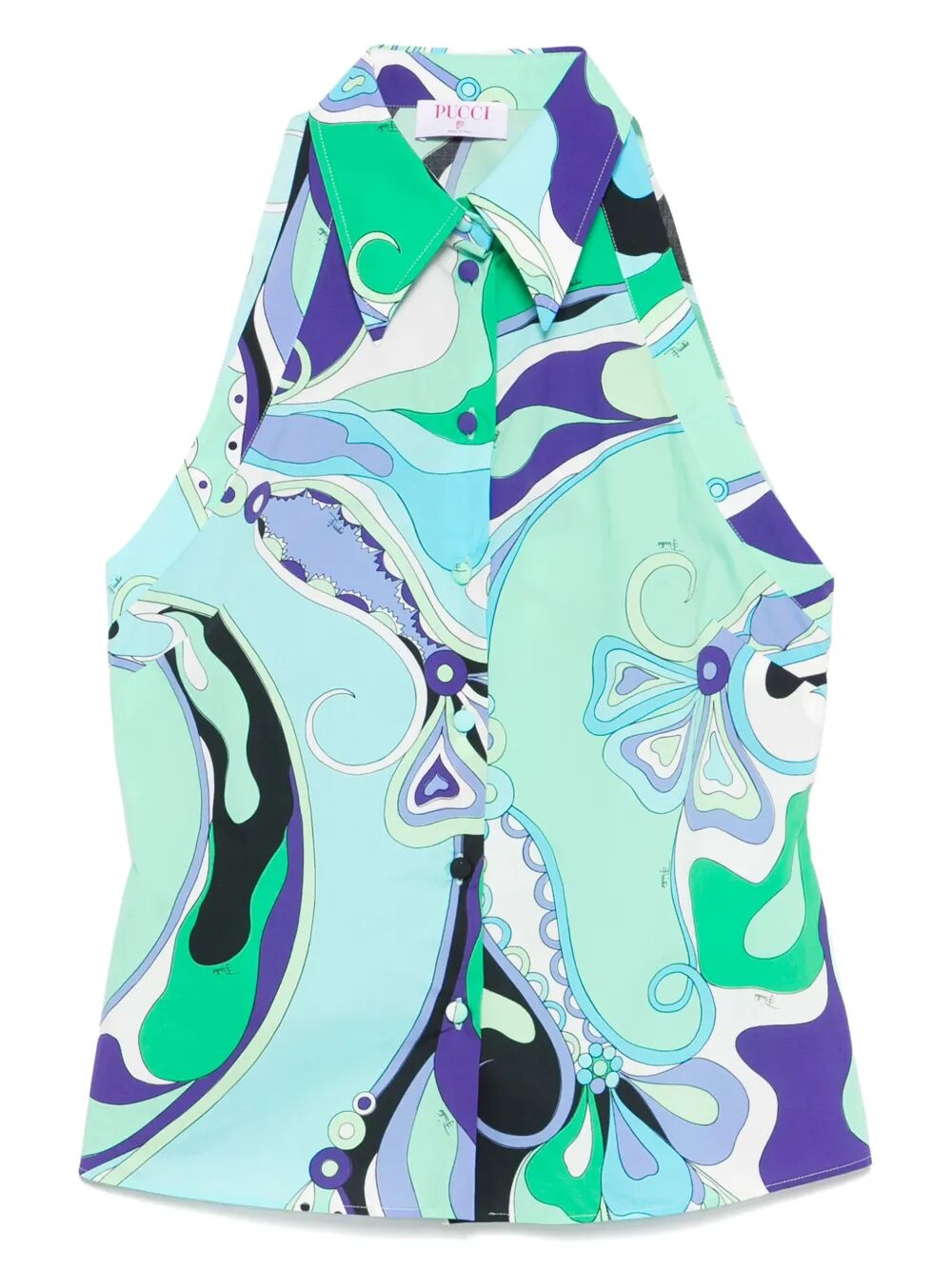 MARMO-PRINT SLEEVELESS SHIRT