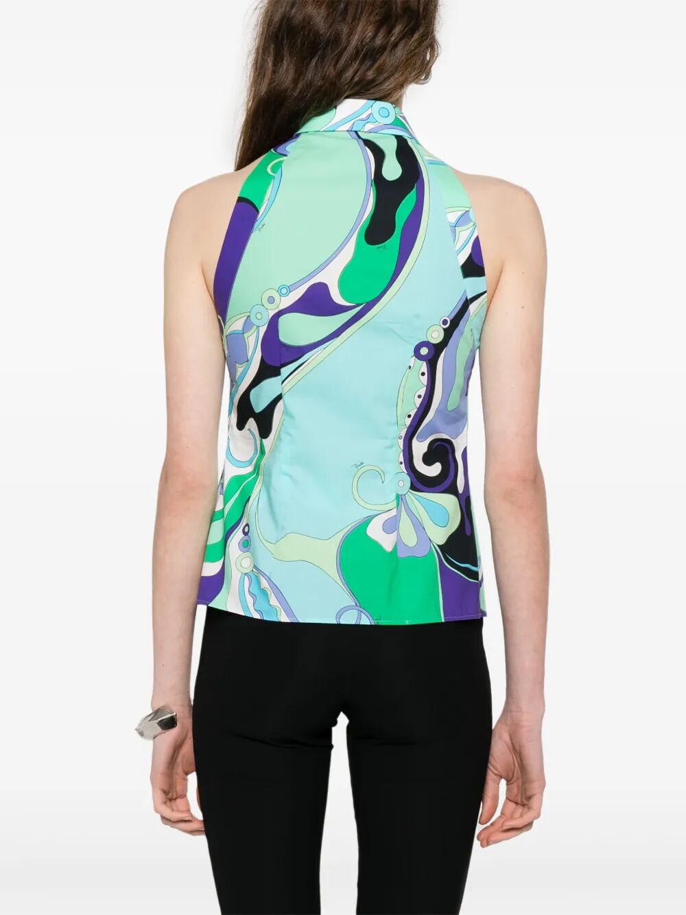 MARMO-PRINT SLEEVELESS SHIRT