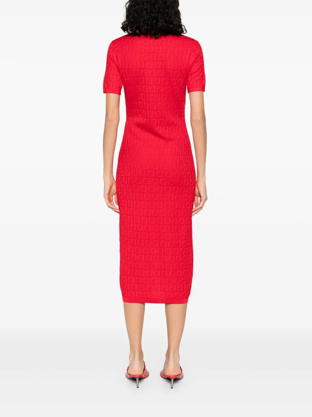 FF COTTON AND VISCOSE FITTED MIDI DRESS