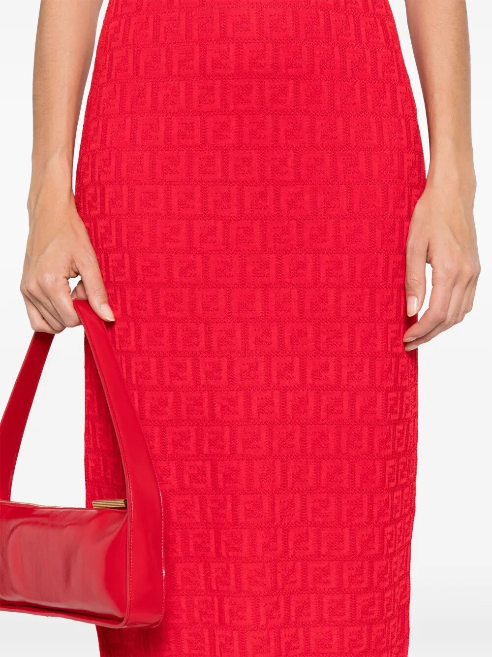 FF COTTON AND VISCOSE FITTED MIDI DRESS
