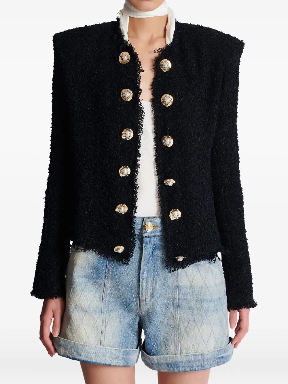 EDGE-TO-EDGE SILKY TWEED JACKET