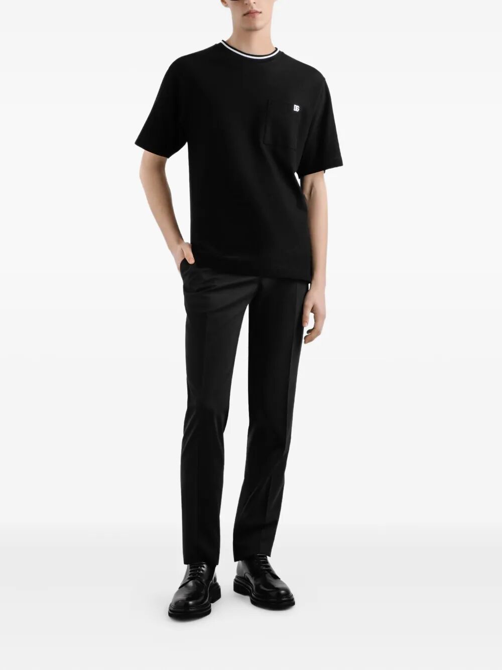 COTTON PIQUÉ T-SHIRT WITH CONTRASTING COLLAR