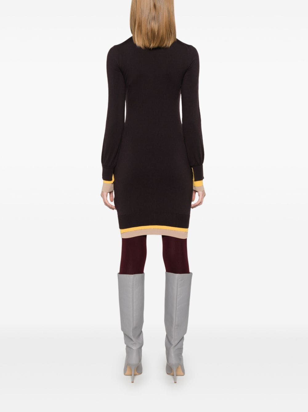 MULTI LAYER WOOL FITTED DRESS
