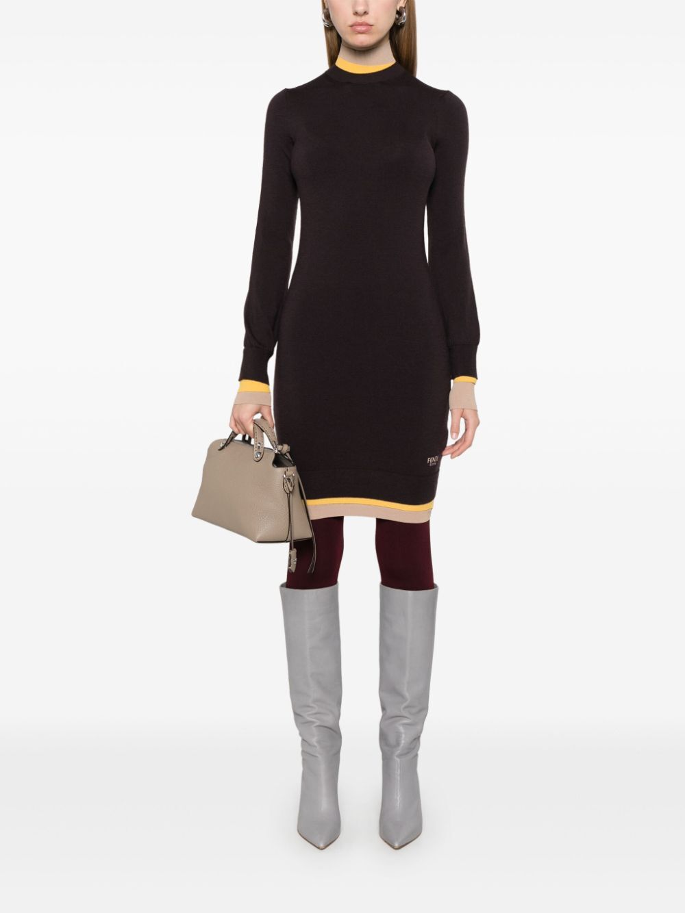 MULTI LAYER WOOL FITTED DRESS