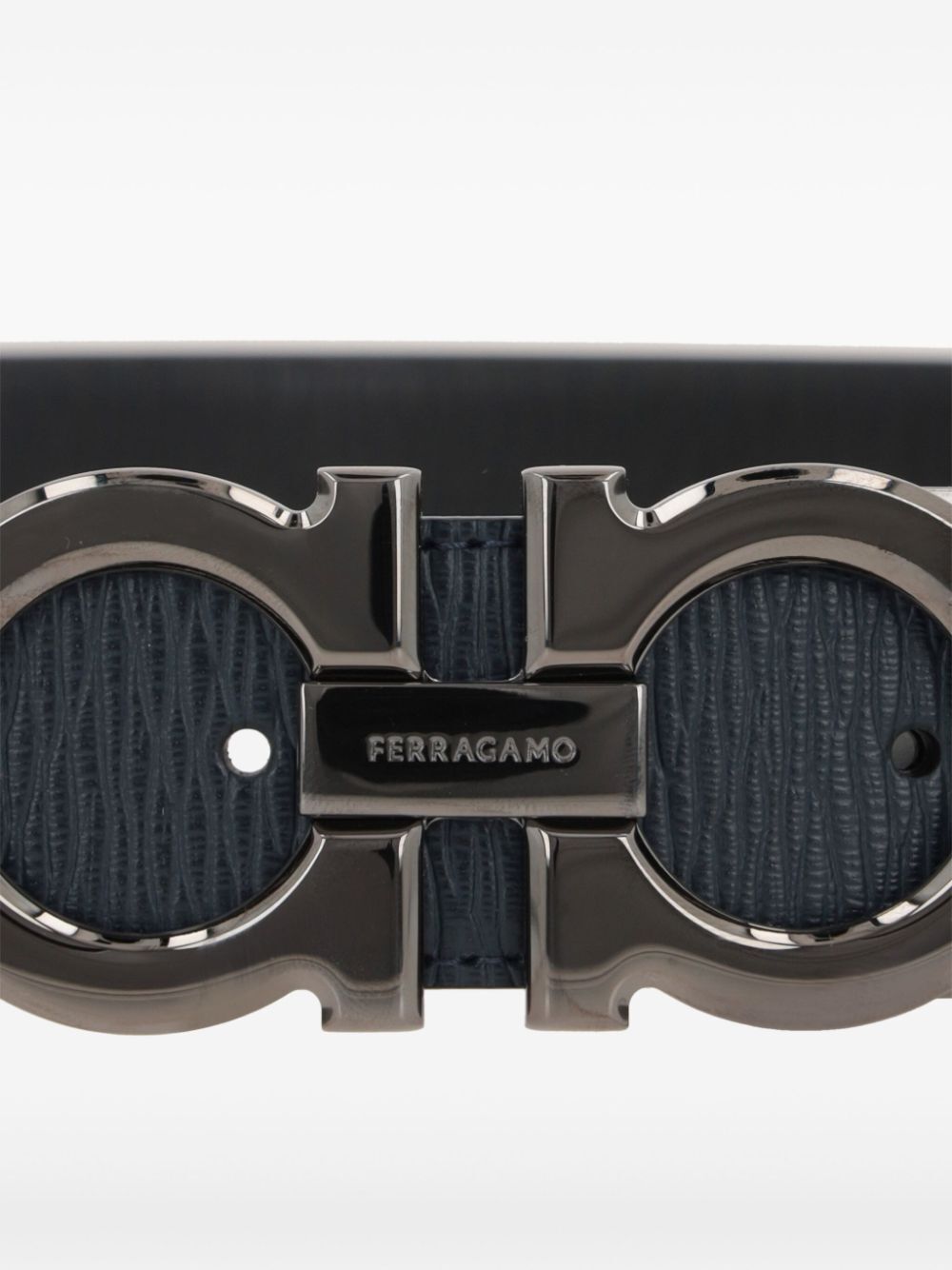 SEMI-MATT GRAINED LEATHER REVERSIBLE GANCINI BELT