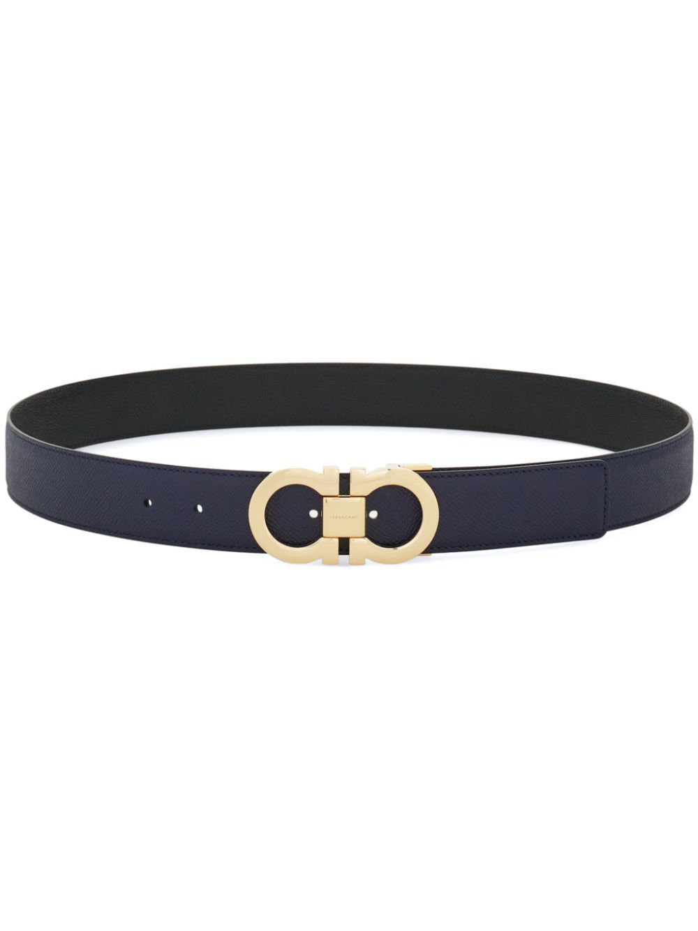 GRAINED LEATHER REVERSIBLE GANCINI BELT