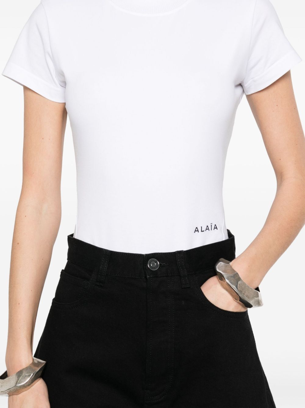 LOGO-EMBROIDERED BODYSUIT T-SHIRT