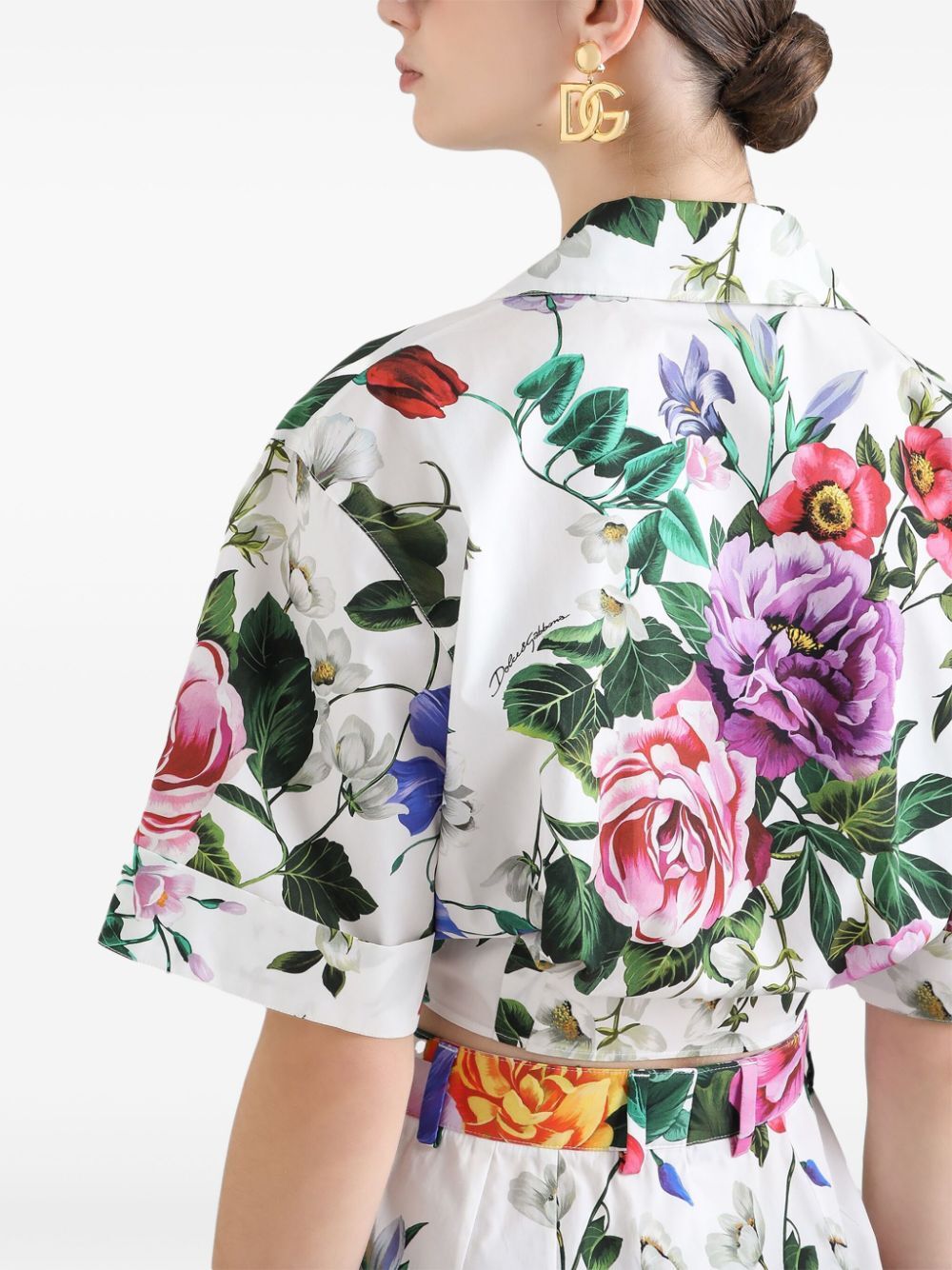 FLOWER PRINT CROPPED SHIRT