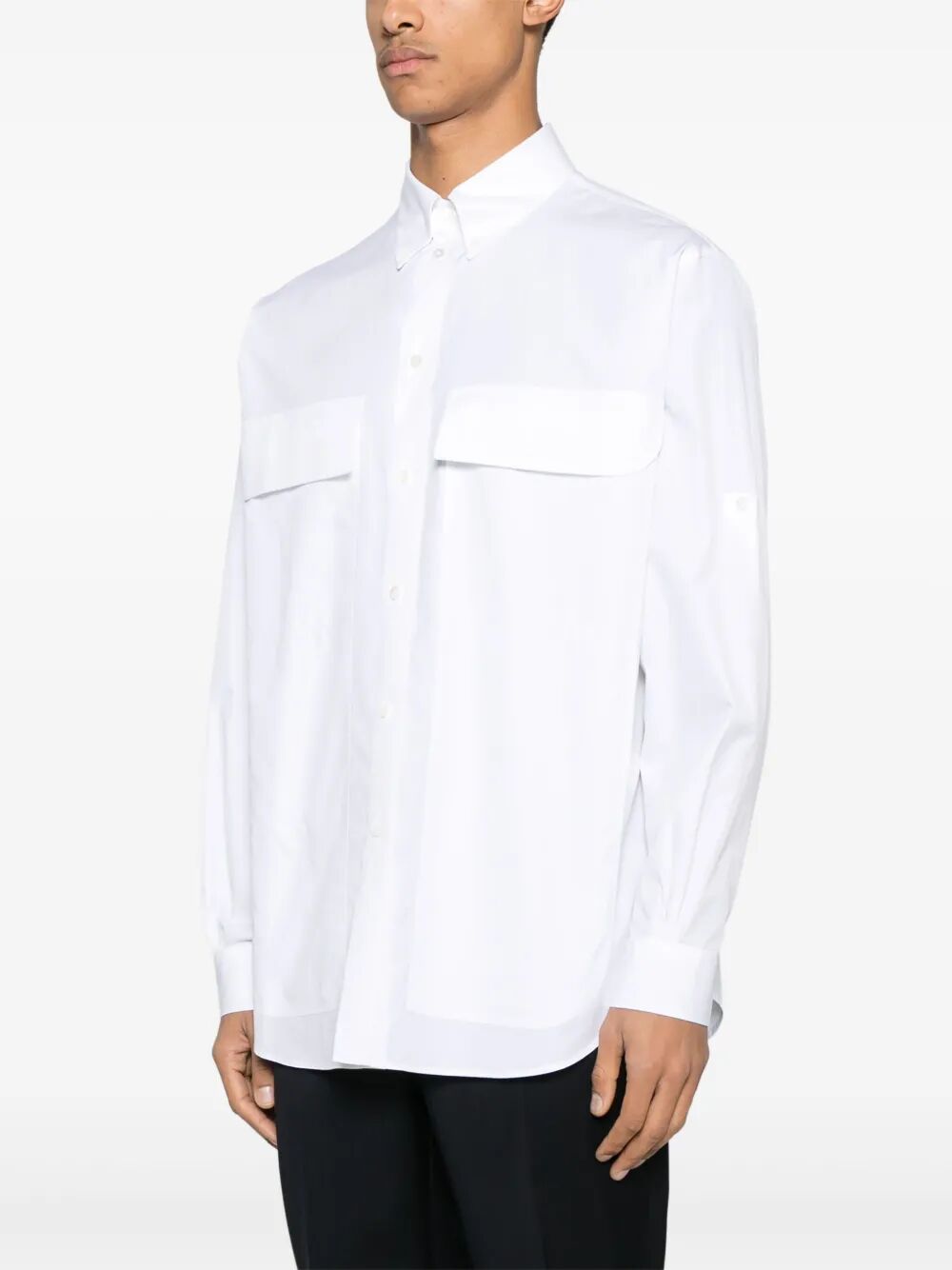 TOPSTITCHED FENDI ROMA LETTERING COTTON SHIRT