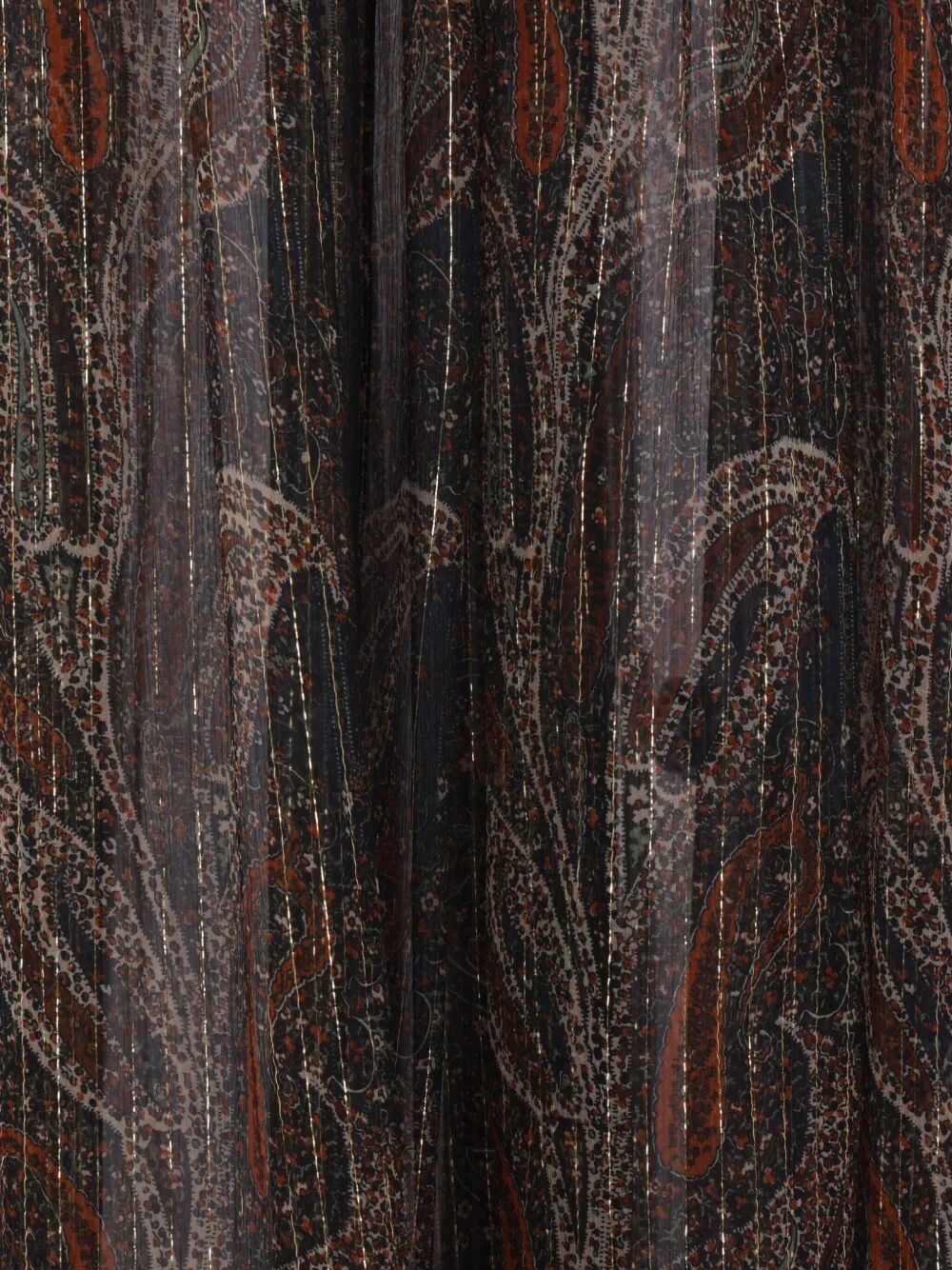 SEMI-SHEER LAVALLIÈRE MAXI DRESS IN LUREX PAISLEY