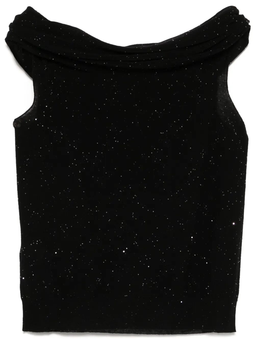 MICRO SEQUINED SEMI-SHEER WOOL TOP