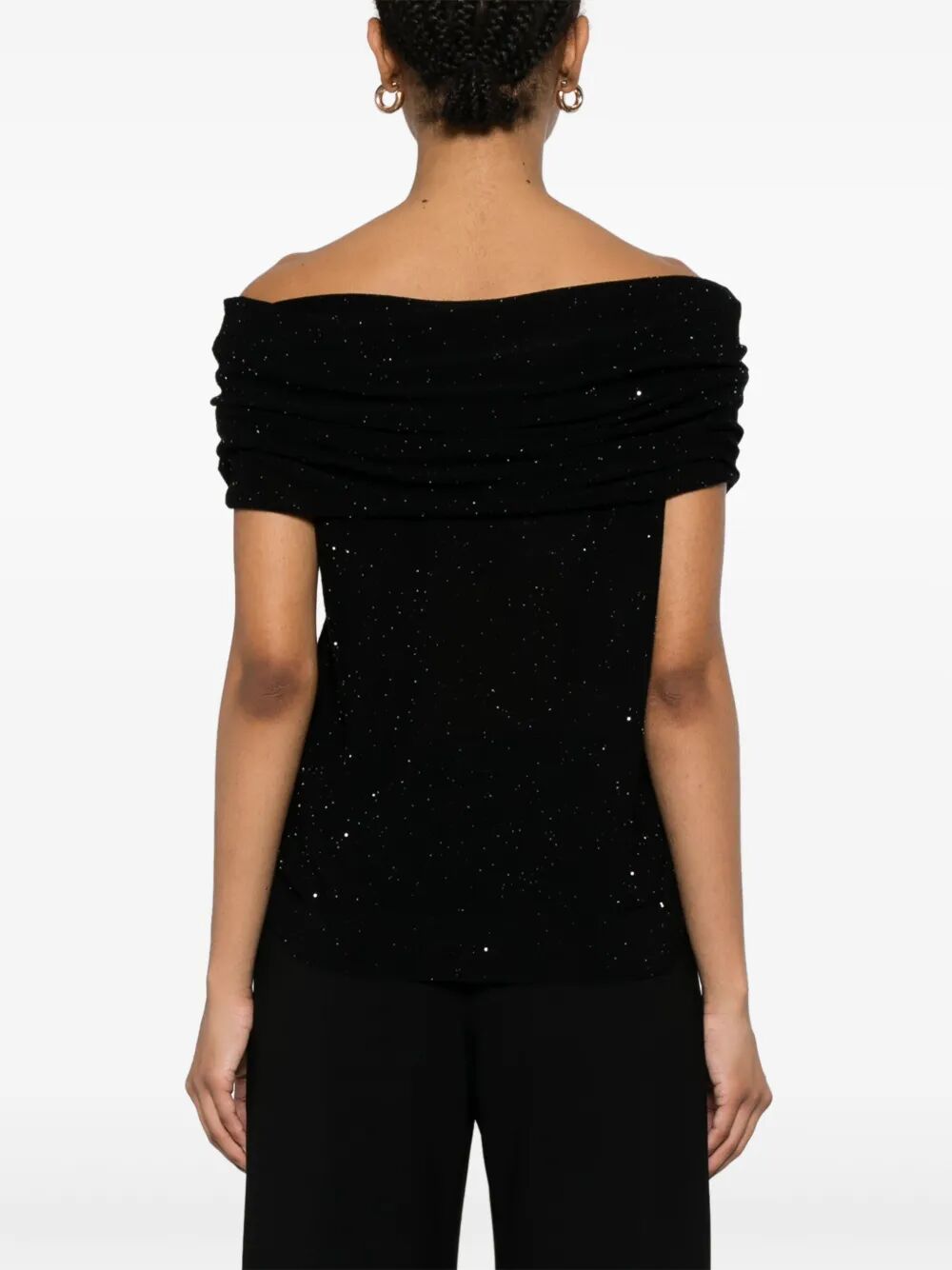 MICRO SEQUINED SEMI-SHEER WOOL TOP