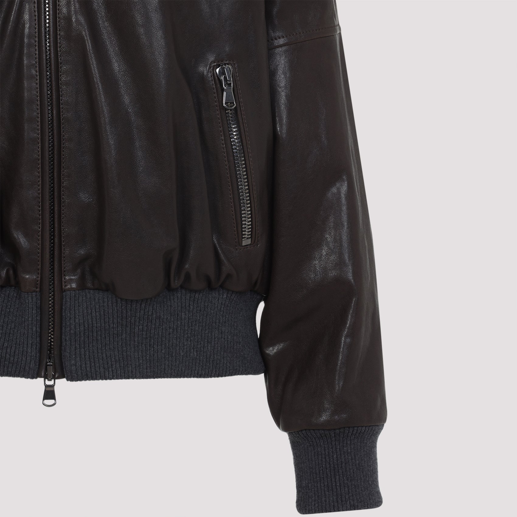 Shearling Collar Leather Jacket