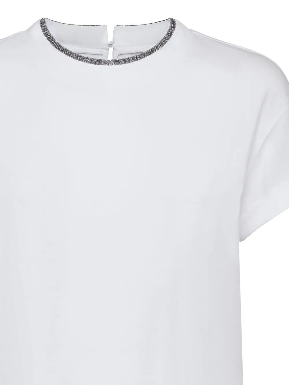 FLAT COTTON STRETCH SHORTSLV TEE W/ MONILI COLLAR