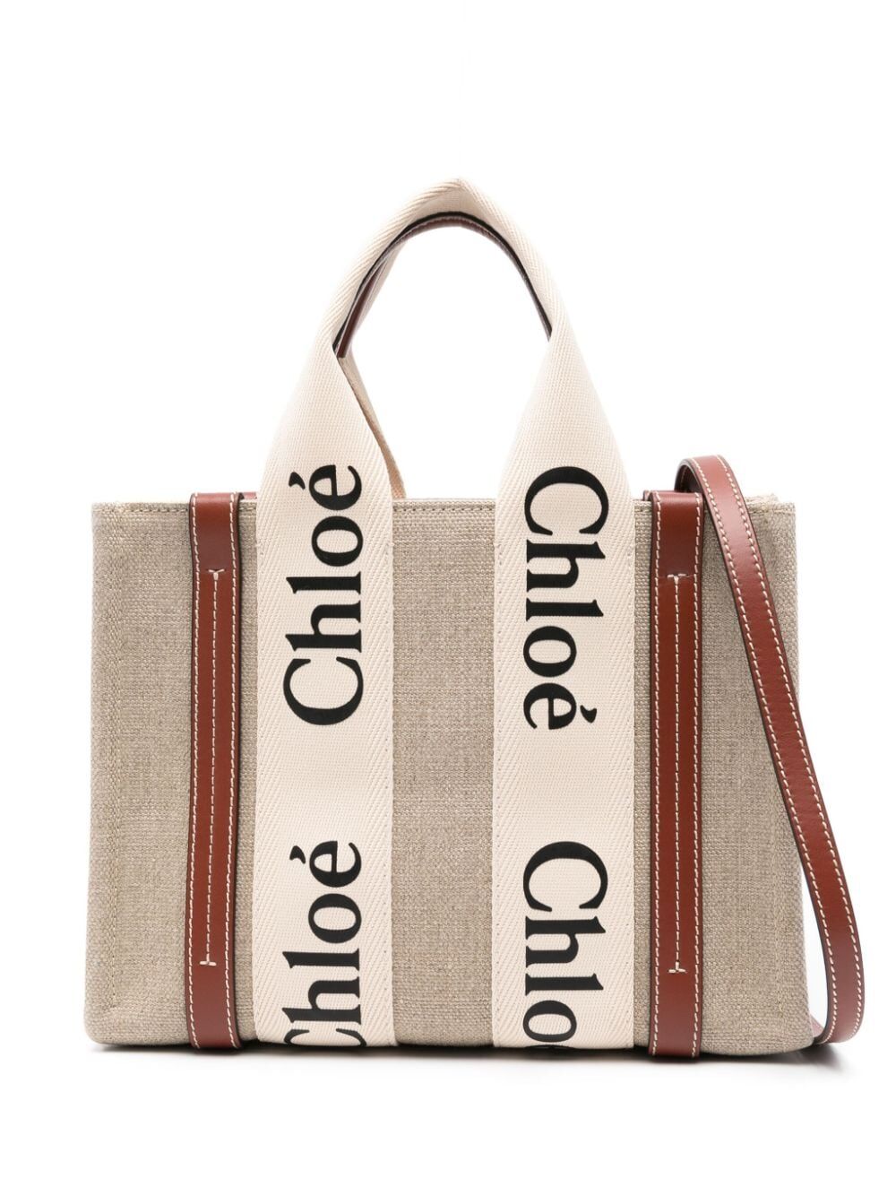 BORSA TOTE WOODY PICCOLA IN LINO