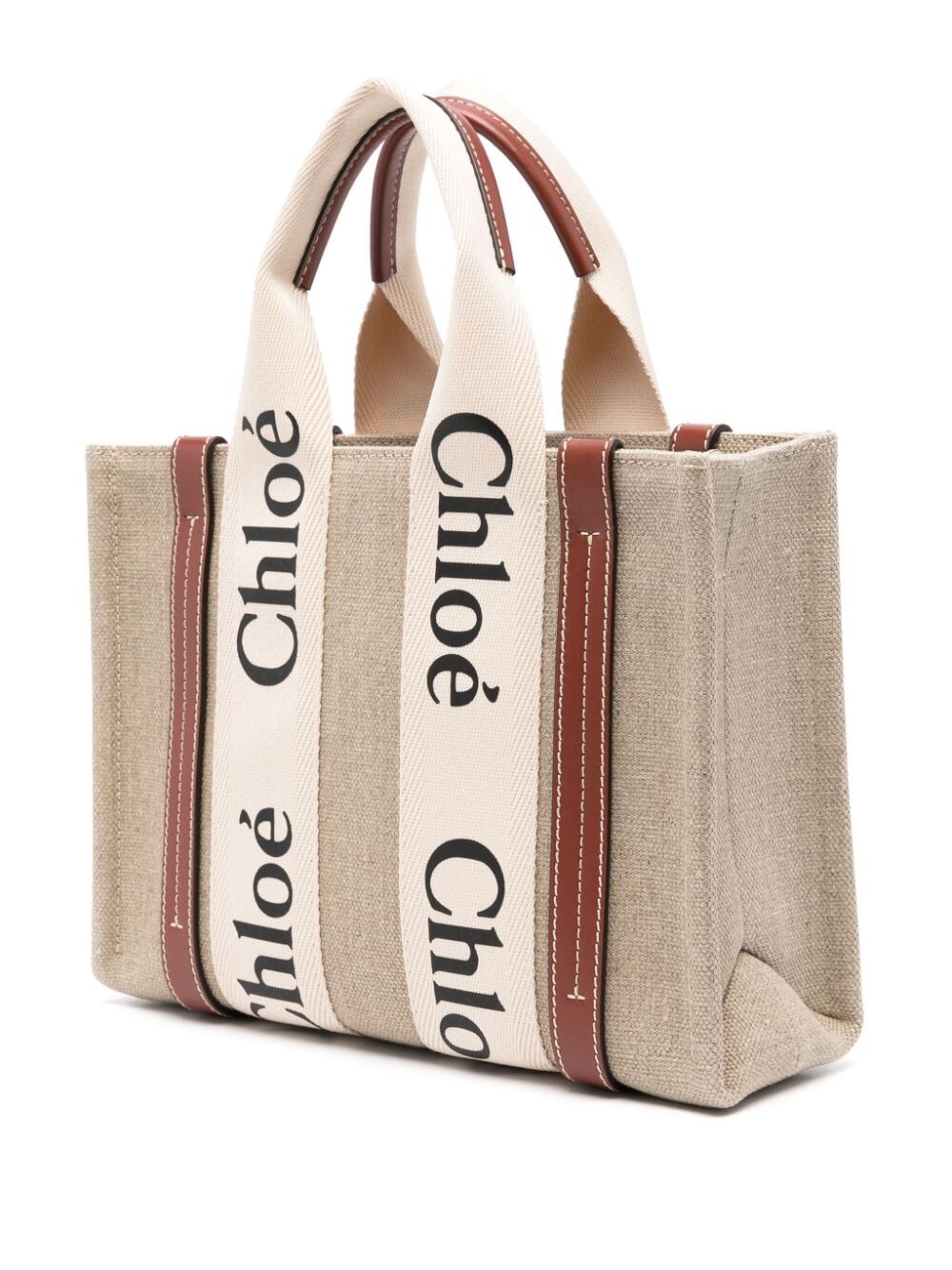 BORSA TOTE WOODY PICCOLA IN LINO