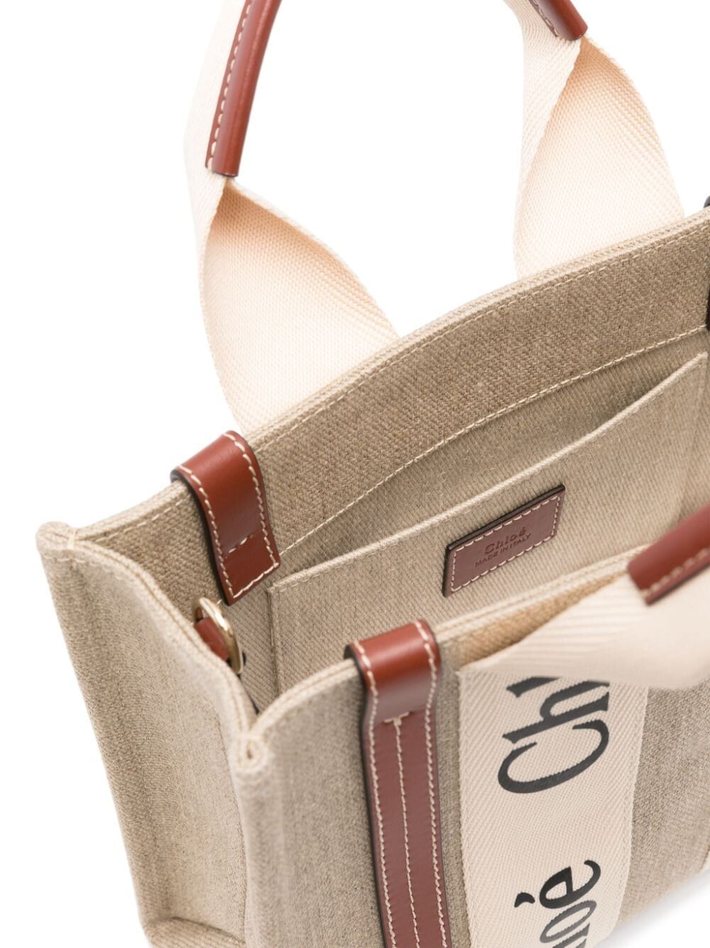 BORSA TOTE WOODY PICCOLA IN LINO