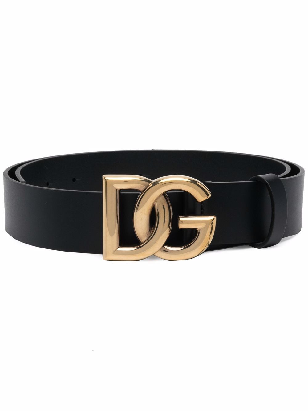 LUX LEATHER BELT WITH CROSSOVER DG LOGO BUCKLE